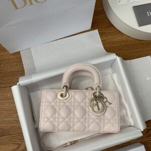 Dior Small Bag in Sakura Pink Lambskin with Gold Hardware